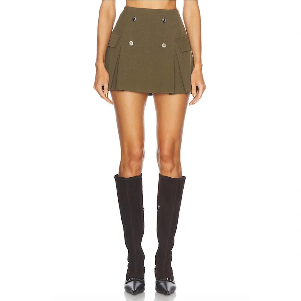STAUD Division Skirt A-line mini Sergeant Green 12 - Picture 1 of 9